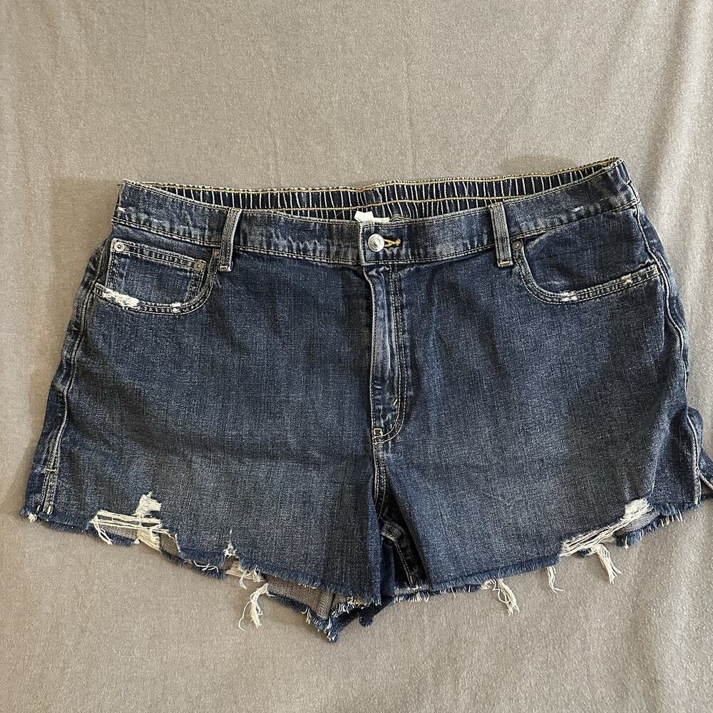 Aerie Women's XXL Distressed Denim Cutoff Shorts Dark Wash NWT